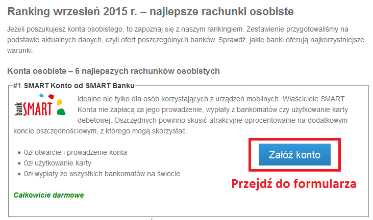 konta bankowe formularz